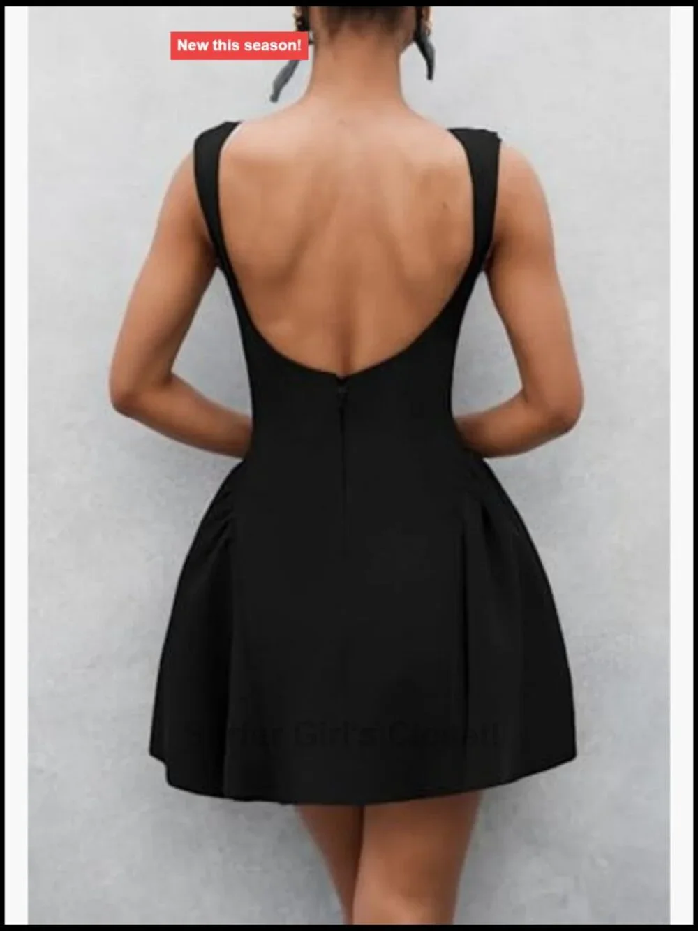 Sleeveless Backless Ruffle A-Line Mini Dress Cotton Blend